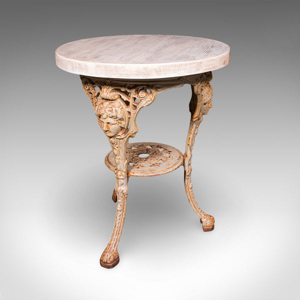 Vintage Britannia Table, English, Pine, Cast Iron, Mid Century Victorian Revival