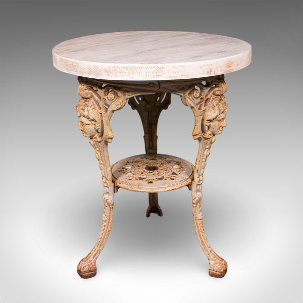 Vintage Britannia Table, English, Pine, Cast Iron, Mid Century Victorian Revival