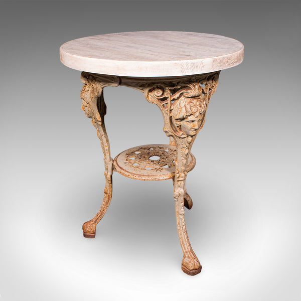 Vintage Britannia Table, English, Pine, Cast Iron, Mid Century Victorian Revival