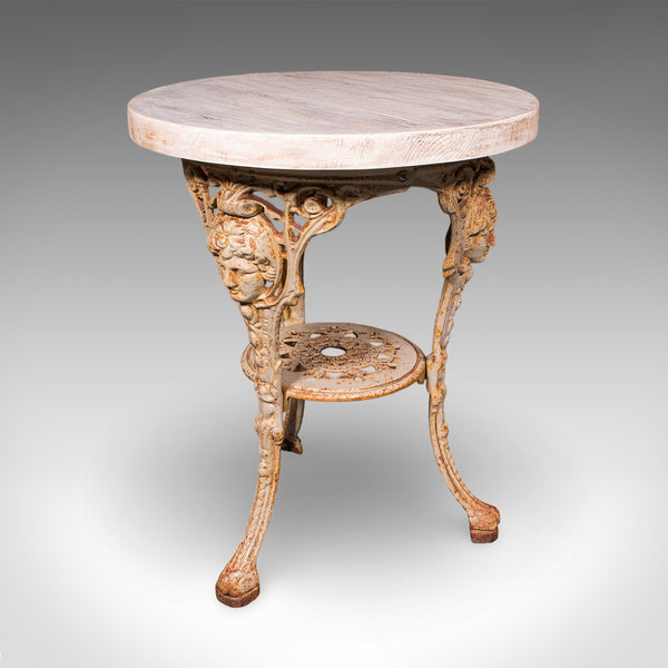 Vintage Britannia Table, English, Pine, Cast Iron, Mid Century Victorian Revival
