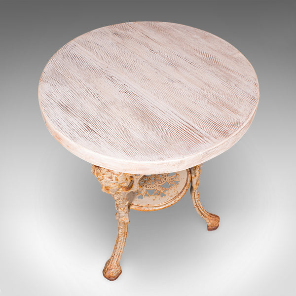 Vintage Britannia Table, English, Pine, Cast Iron, Mid Century Victorian Revival