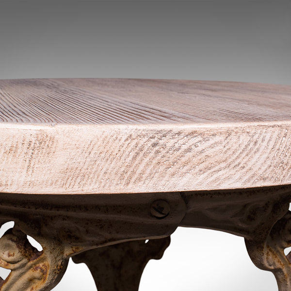 Vintage Britannia Table, English, Pine, Cast Iron, Mid Century Victorian Revival