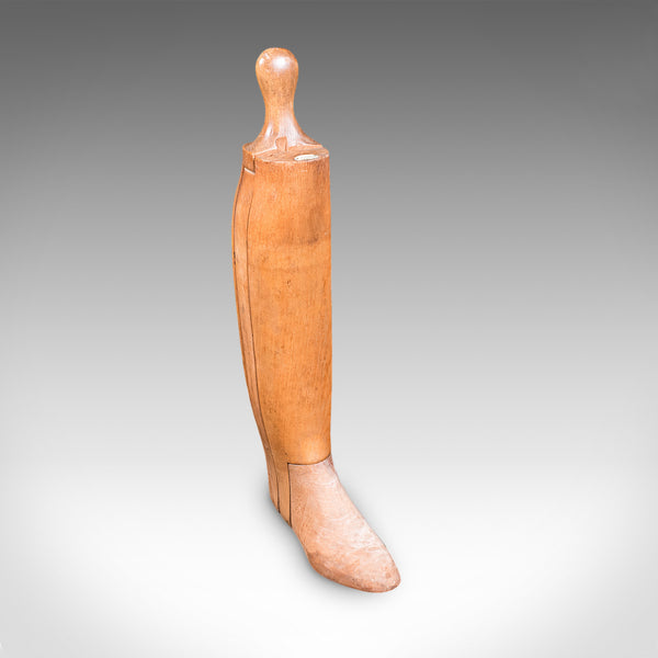 Antique Bootmaker's Last, English Leather, Beech Boots Stretcher, Maxwell London