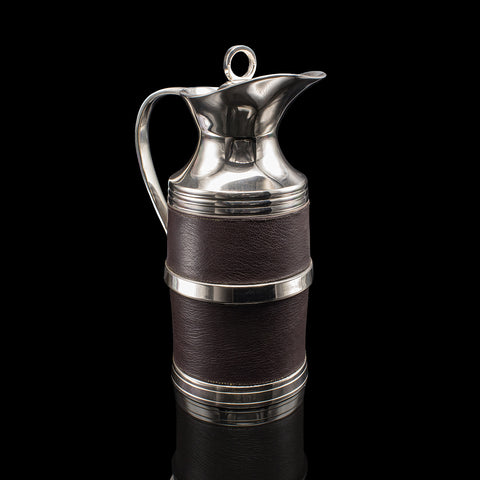 Vintage Executive Vacuum Flask, English, Leather, Cooling Jug, Warming Pitcher