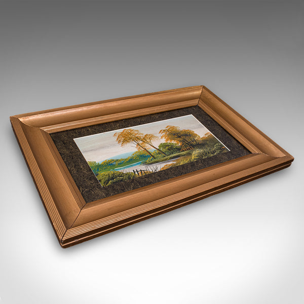 Vintage Framed Landscape Painting, Scottish, Oil on Board, Art, Picture, River
