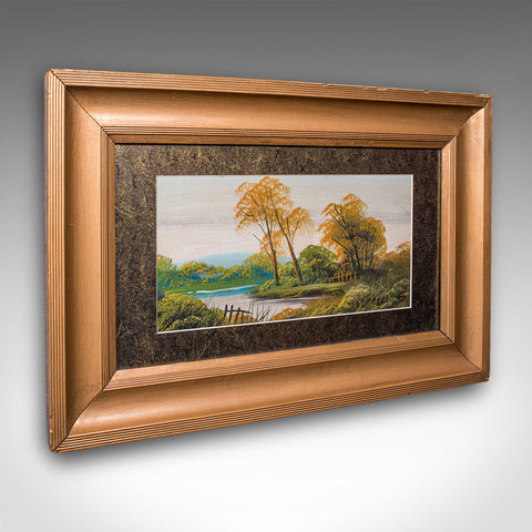 Vintage Framed Landscape Painting, Scottish, Oil on Board, Art, Picture, River