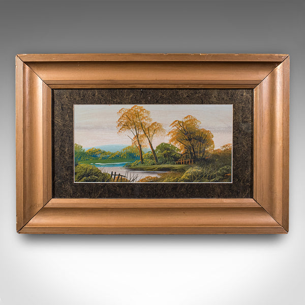 Vintage Framed Landscape Painting, Scottish, Oil on Board, Art, Picture, River