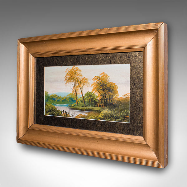 Vintage Framed Landscape Painting, Scottish, Oil on Board, Art, Picture, River