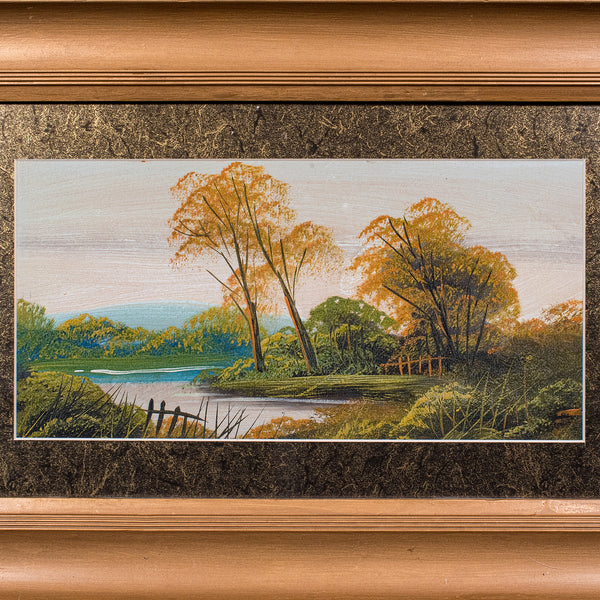 Vintage Framed Landscape Painting, Scottish, Oil on Board, Art, Picture, River