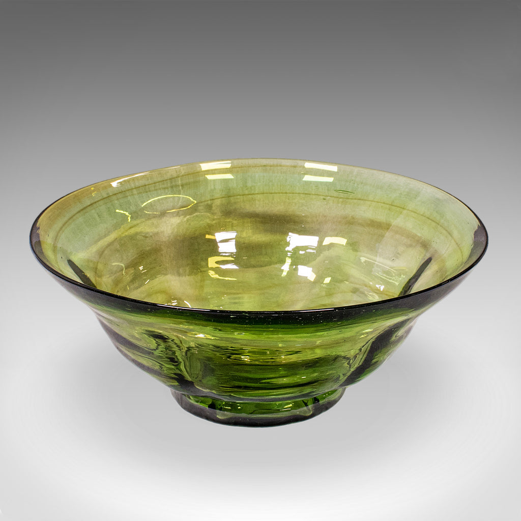 Vintage Mid Century Modern Fruit Bowl, Continental, Art Glass Serving Dish, 1970