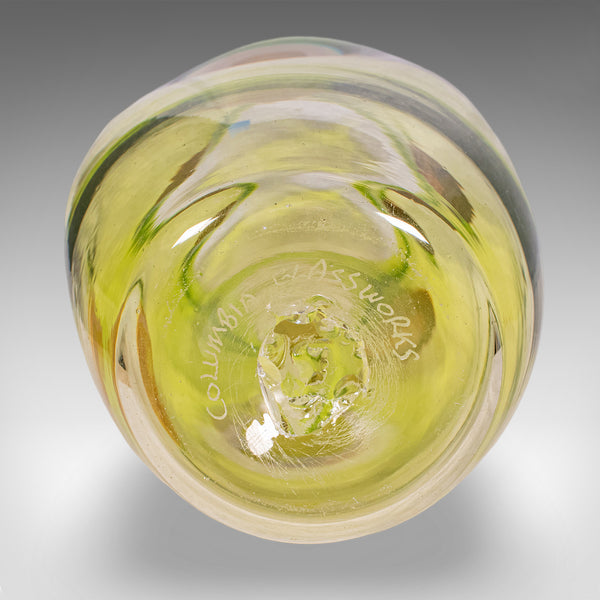 Vintage Art Vase, English, Blown Glass, Display Sleeve, Columbia Glassworks