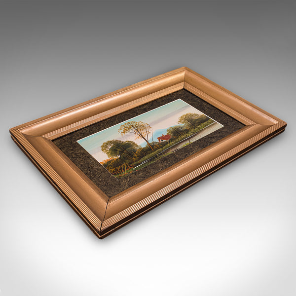 Vintage Landscape Painting, Scottish School, Framed, Oil, Riverbank Scene, Art