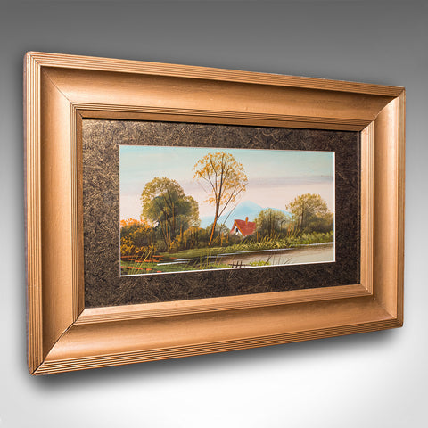 Vintage Landscape Painting, Scottish School, Framed, Oil, Riverbank Scene, Art