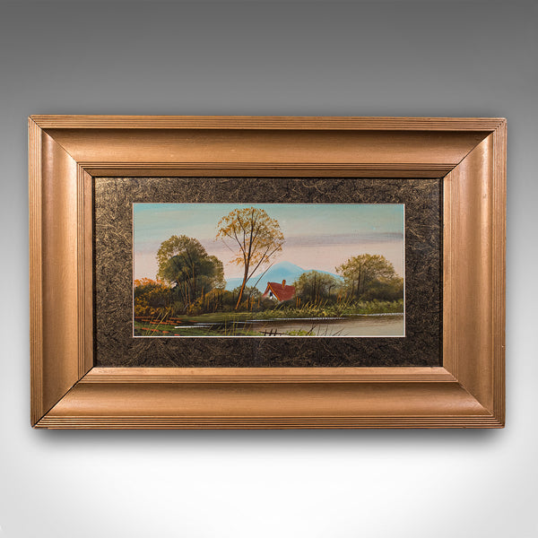Vintage Landscape Painting, Scottish School, Framed, Oil, Riverbank Scene, Art