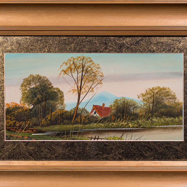 Vintage Landscape Painting, Scottish School, Framed, Oil, Riverbank Scene, Art