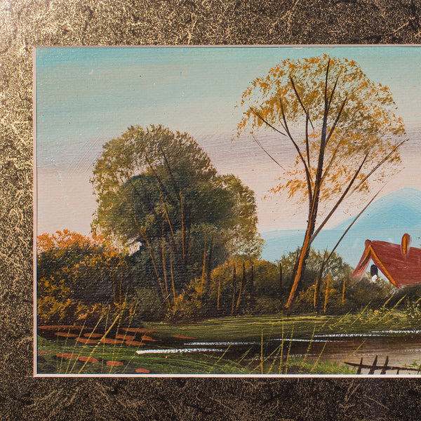 Vintage Landscape Painting, Scottish School, Framed, Oil, Riverbank Scene, Art