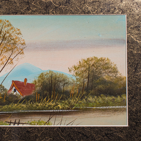 Vintage Landscape Painting, Scottish School, Framed, Oil, Riverbank Scene, Art