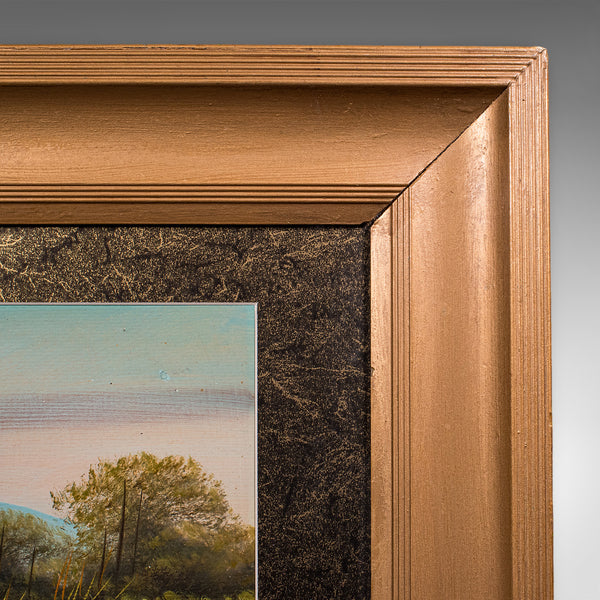 Vintage Landscape Painting, Scottish School, Framed, Oil, Riverbank Scene, Art
