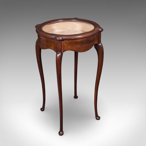 Small Antique Bijouterie Table, English, Glass Display Case, Edwardian, C.1905