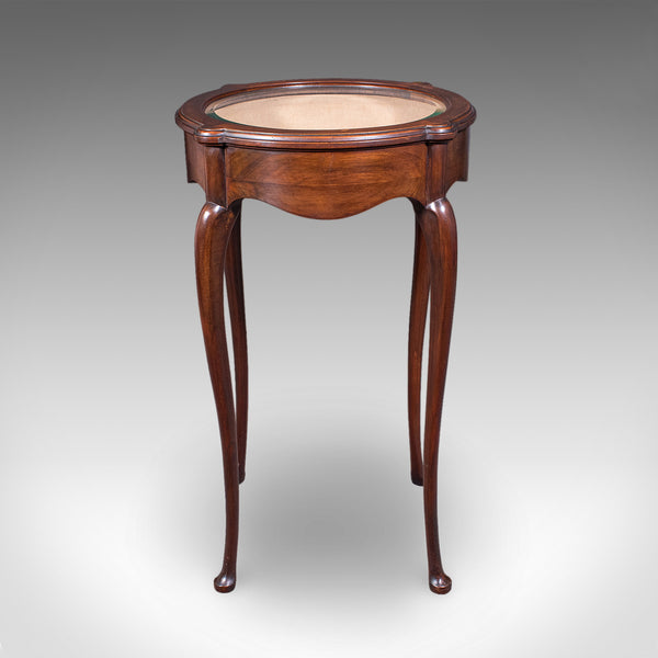 Small Antique Bijouterie Table, English, Glass Display Case, Edwardian, C.1905