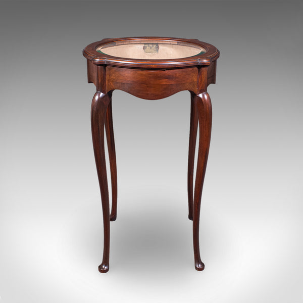 Small Antique Bijouterie Table, English, Glass Display Case, Edwardian, C.1905