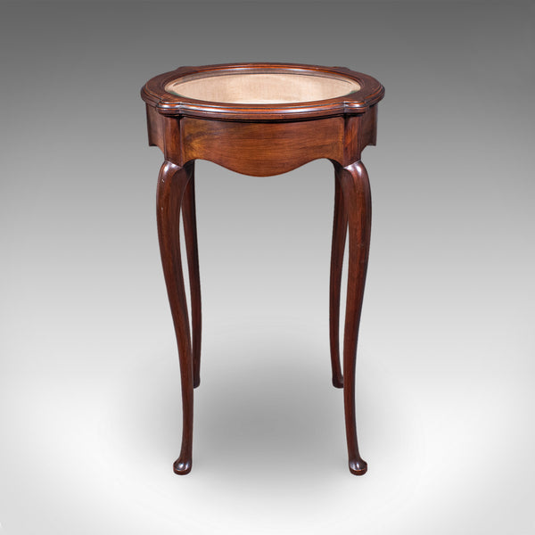 Small Antique Bijouterie Table, English, Glass Display Case, Edwardian, C.1905