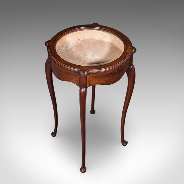 Small Antique Bijouterie Table, English, Glass Display Case, Edwardian, C.1905