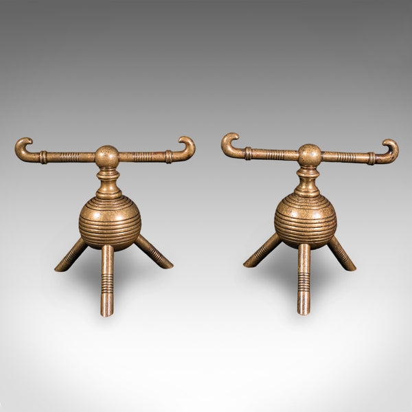 Pair of Antique Fireside Tool Rests, English, Aesthetic Movement, Late Victorian