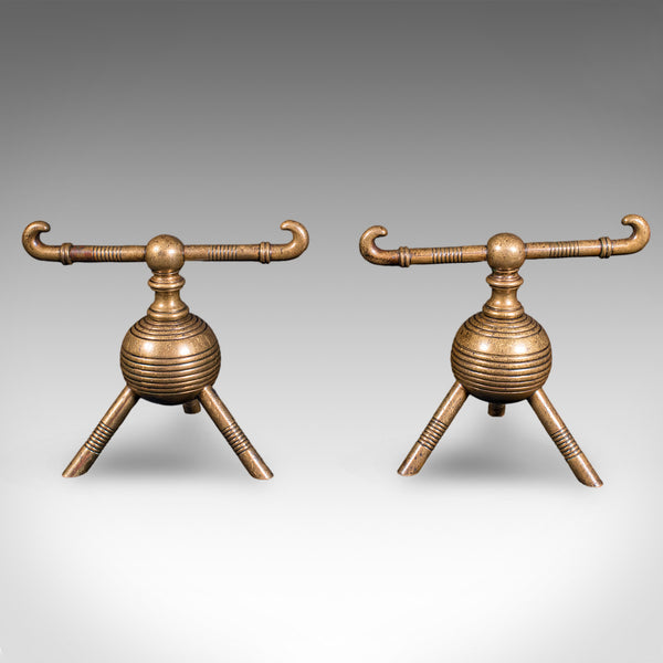 Pair of Antique Fireside Tool Rests, English, Aesthetic Movement, Late Victorian