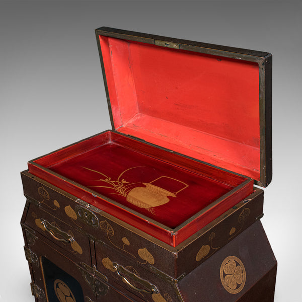 Antique Meiji Table Box, Japanese, Lacquered, Loose Leaf Tea Case, Victorian