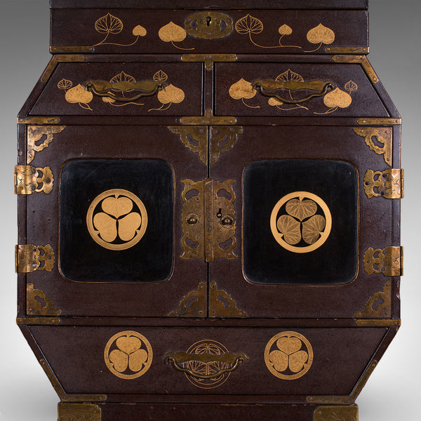 Antique Meiji Table Box, Japanese, Lacquered, Loose Leaf Tea Case, Victorian