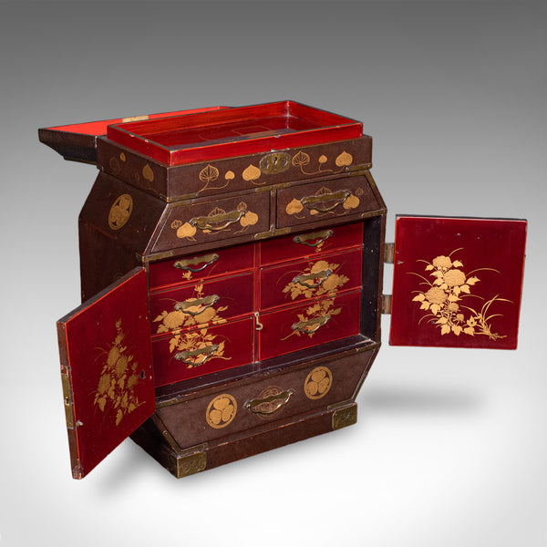 Antique Meiji Table Box, Japanese, Lacquered, Loose Leaf Tea Case, Victorian