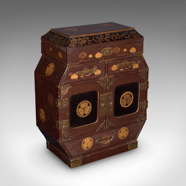 Antique Meiji Table Box, Japanese, Lacquered, Loose Leaf Tea Case, Victorian