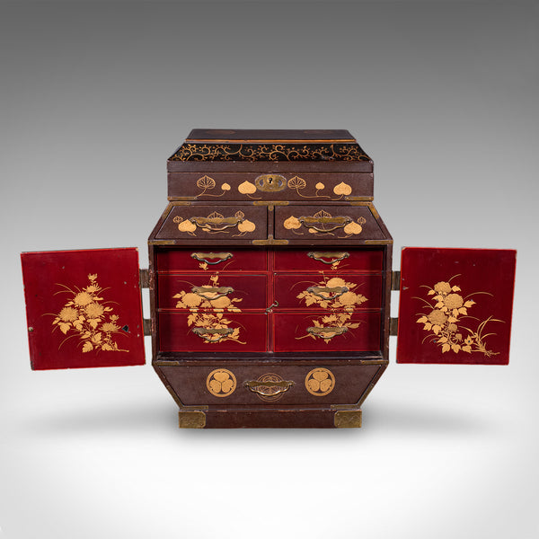 Antique Meiji Table Box, Japanese, Lacquered, Loose Leaf Tea Case, Victorian