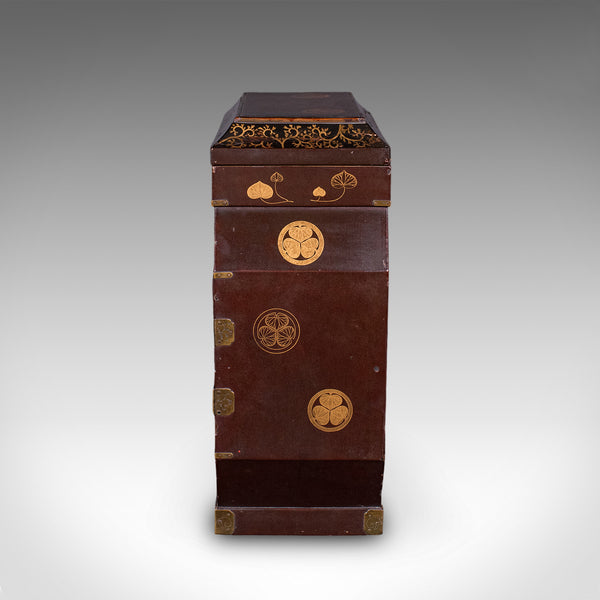 Antique Meiji Table Box, Japanese, Lacquered, Loose Leaf Tea Case, Victorian
