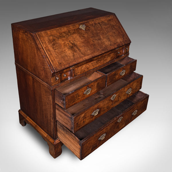 Antique Fall Front Bureau, English, Walnut, Writing Cabinet, Georgian, C.1750