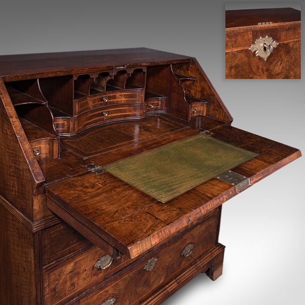 Antique Fall Front Bureau, English, Walnut, Writing Cabinet, Georgian, C.1750