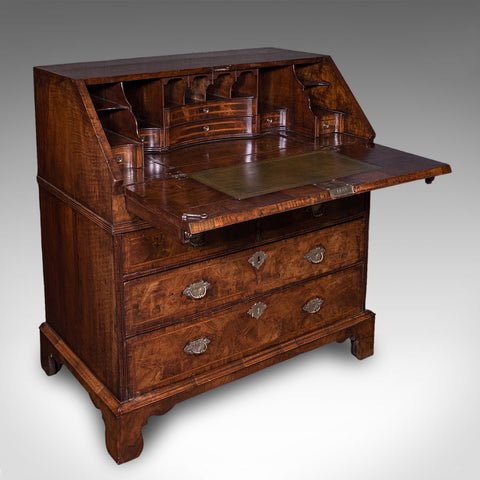 Antique Fall Front Bureau, English, Walnut, Writing Cabinet, Georgian, C.1750