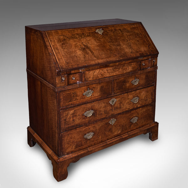 Antique Fall Front Bureau, English, Walnut, Writing Cabinet, Georgian, C.1750