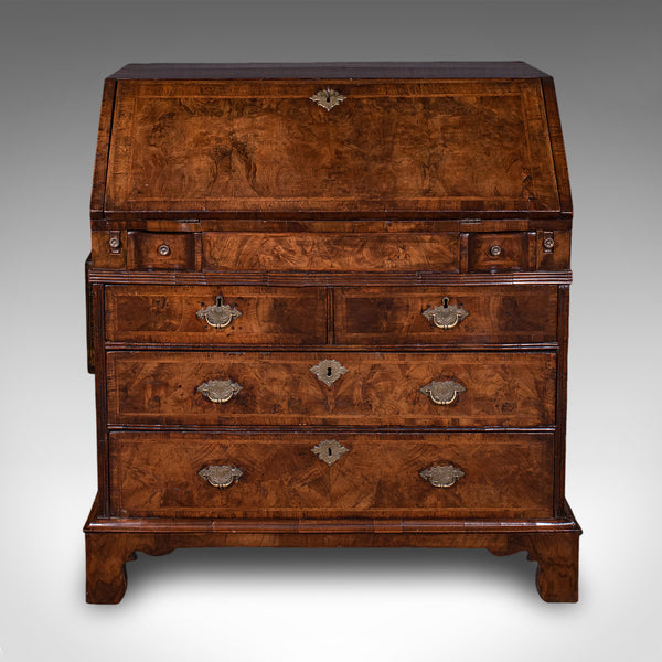 Antique Fall Front Bureau, English, Walnut, Writing Cabinet, Georgian, C.1750