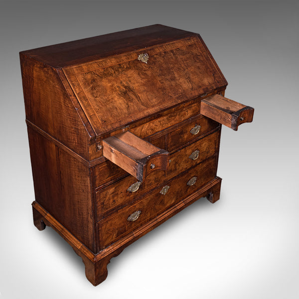 Antique Fall Front Bureau, English, Walnut, Writing Cabinet, Georgian, C.1750