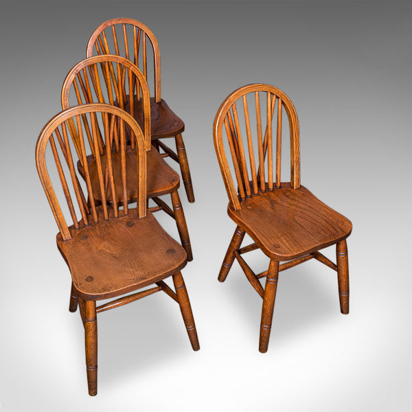 Set of 4 Side Chairs, English Hoop Back Seats, WWII, Broad Arrow, Reception Hall