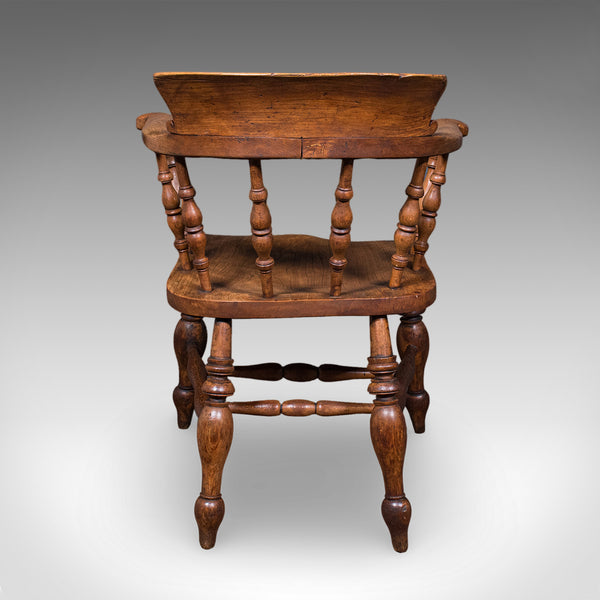 Pair of Antique Country House Captain's Chairs, English, Smoker's Bow, Victorian