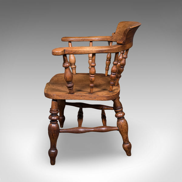 Pair of Antique Country House Captain's Chairs, English, Smoker's Bow, Victorian