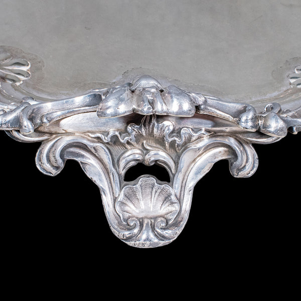 Large Antique Presentation Tray, English, Silver Plate, Afternoon Tea, Victorian