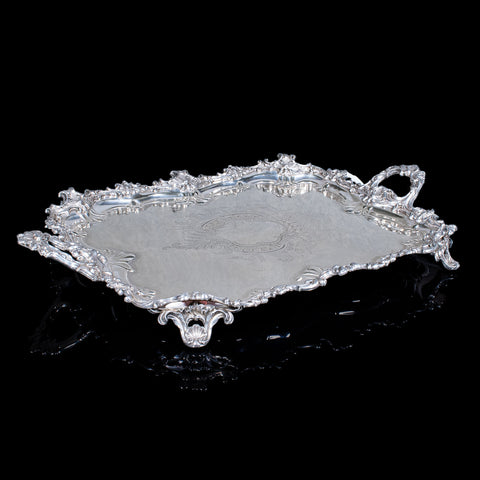 Large Antique Presentation Tray, English, Silver Plate, Afternoon Tea, Victorian