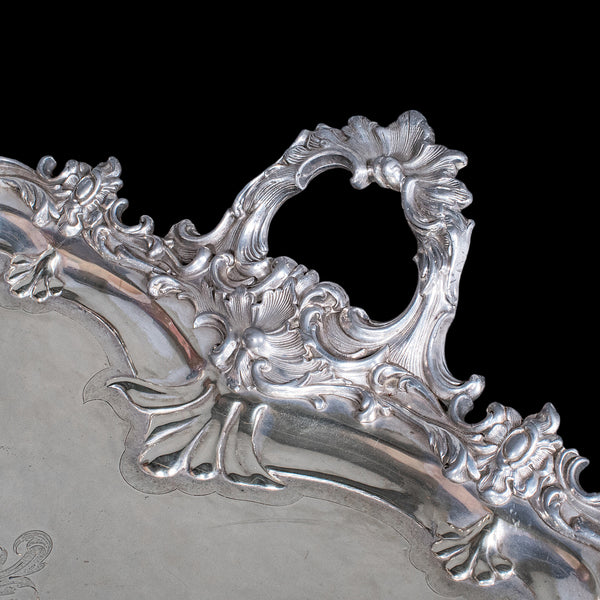 Large Antique Presentation Tray, English, Silver Plate, Afternoon Tea, Victorian