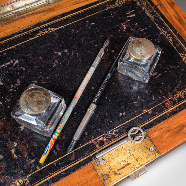 Antique Admiral's Writing Station, English, Walnut, Stationery Case, Regency