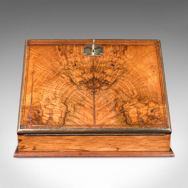 Antique Admiral's Writing Station, English, Walnut, Stationery Case, Regency