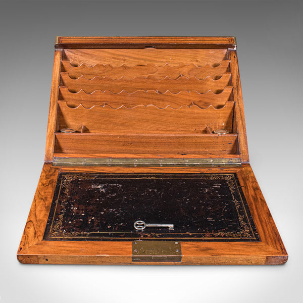 Antique Admiral's Writing Station, English, Walnut, Stationery Case, Regency